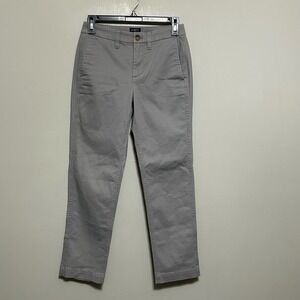 J. Crew Women's Pants 00P Gray Chino Cropped Slim Fit Casual Everyday Trousers